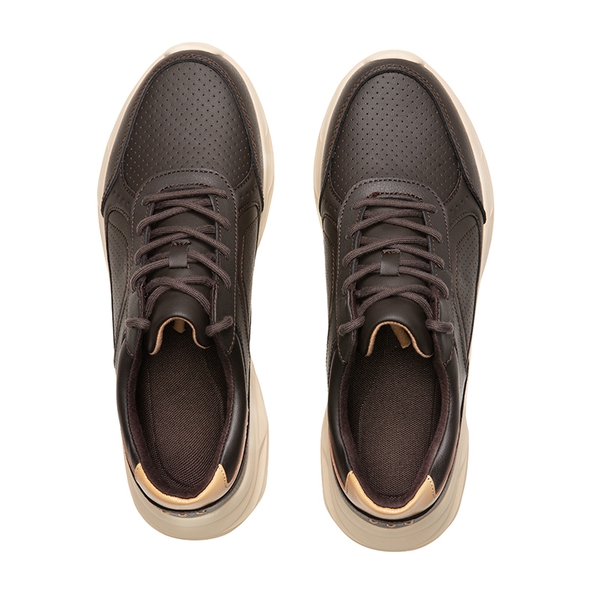 [ActiveCity] Men's Comfortable Leather Walking Sneakers - BROWN - 1